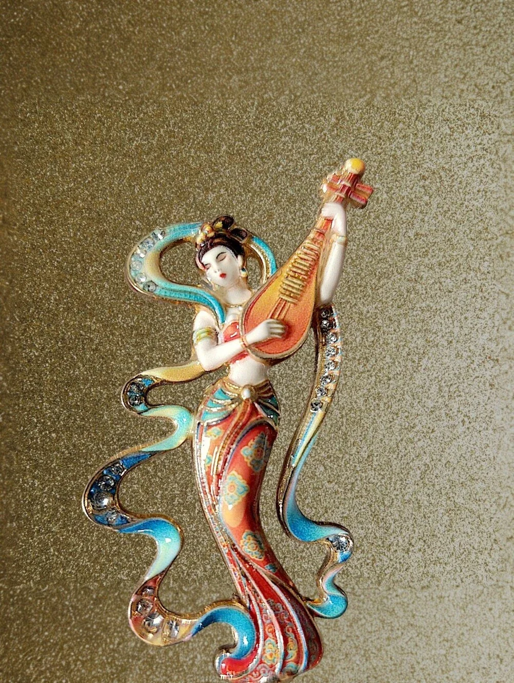 Enamel Lute Muse Brooch